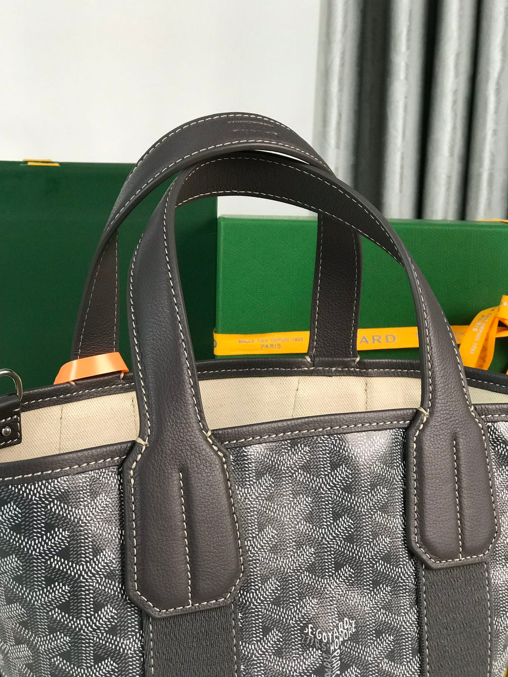 GOYARD SMALL BELHARRA 24 IN GRAY GOYARDINE CANVAS AND LAMBSKIN