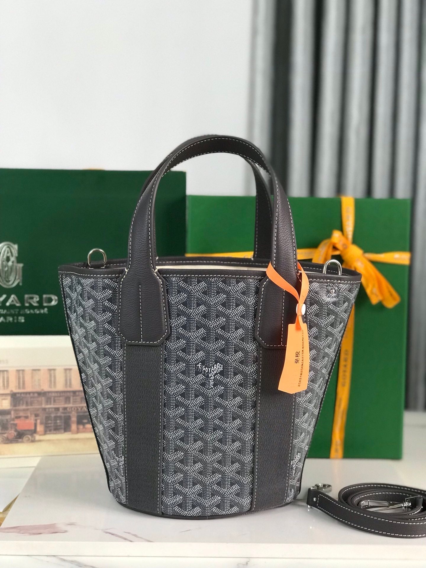 GOYARD SMALL BELHARRA 24 IN GRAY GOYARDINE CANVAS AND LAMBSKIN
