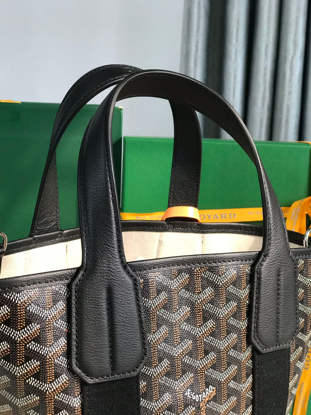 GOYARD SMALL BELHARRA 24 IN BLACK GOYARDINE CANVAS AND LAMBSKIN