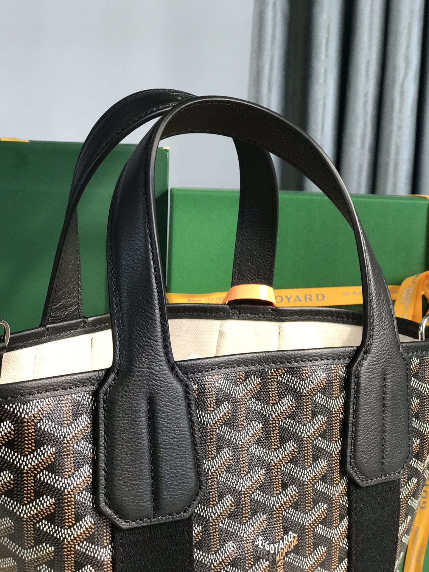 GOYARD SMALL BELHARRA 24 IN BLACK GOYARDINE CANVAS AND LAMBSKIN