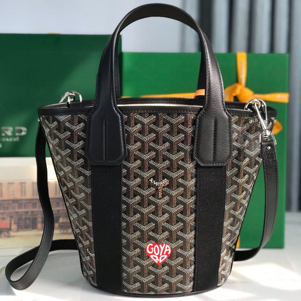 GOYARD SMALL BELHARRA 24 IN BLACK GOYARDINE CANVAS AND LAMBSKIN