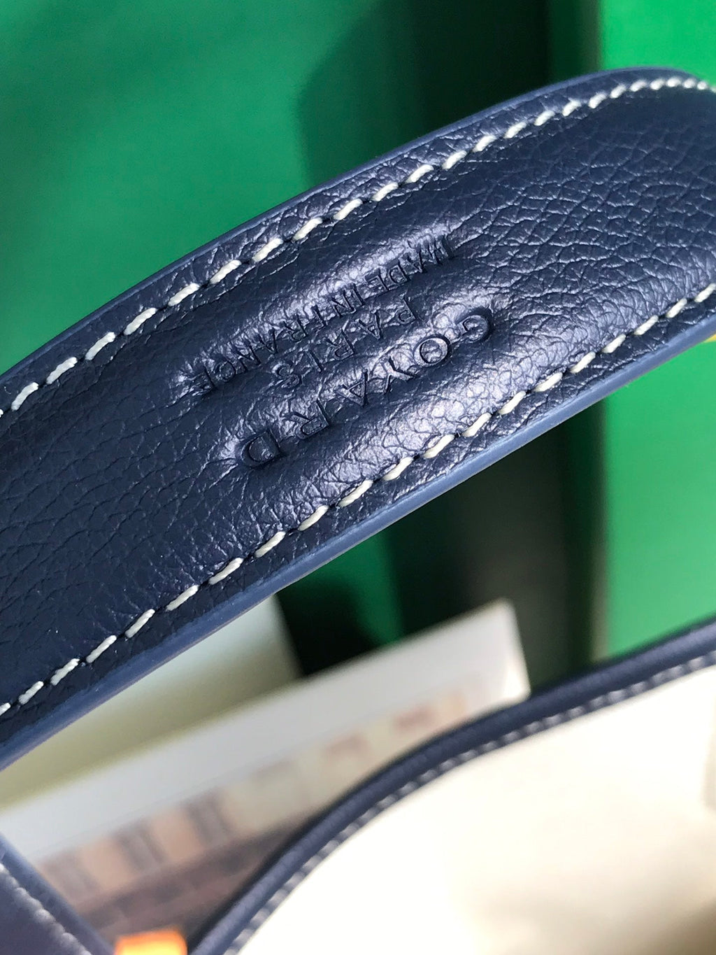 GOYARD SMALL BELHARRA 24 IN NAVY BLUE GOYARDINE CANVAS AND LAMBSKIN