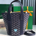 GOYARD SMALL BELHARRA 24 IN NAVY BLUE GOYARDINE CANVAS AND LAMBSKIN