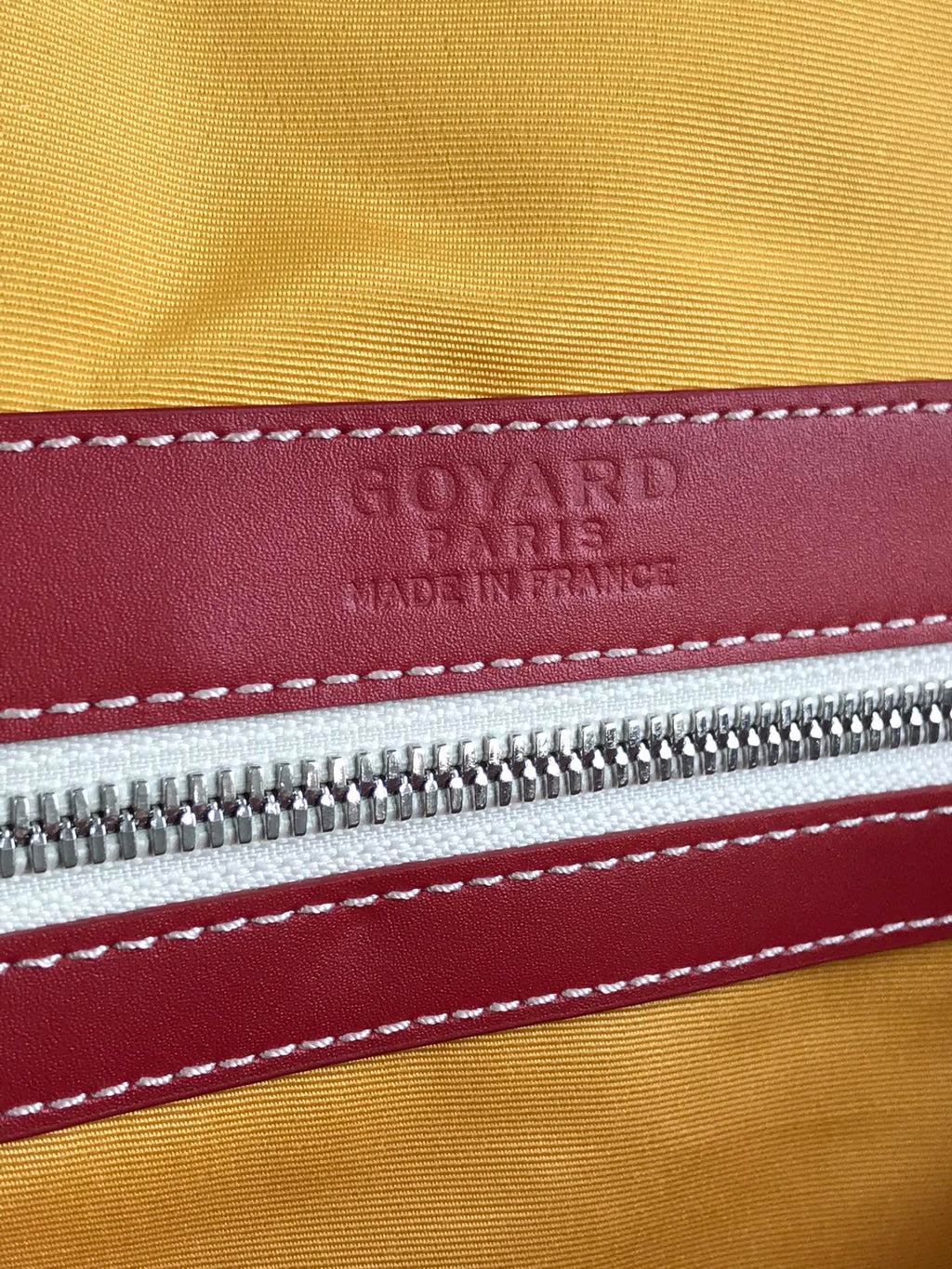 GOYARD BOSTON 50 BAG IN RED GOYARDINE CANVAS AND CALFSKIN TRIM
