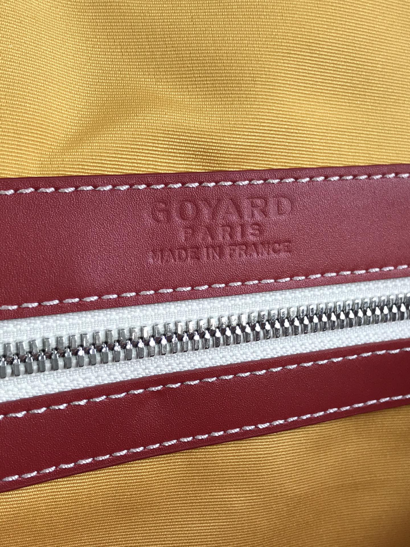 GOYARD BOSTON 50 BAG IN RED GOYARDINE CANVAS AND CALFSKIN TRIM