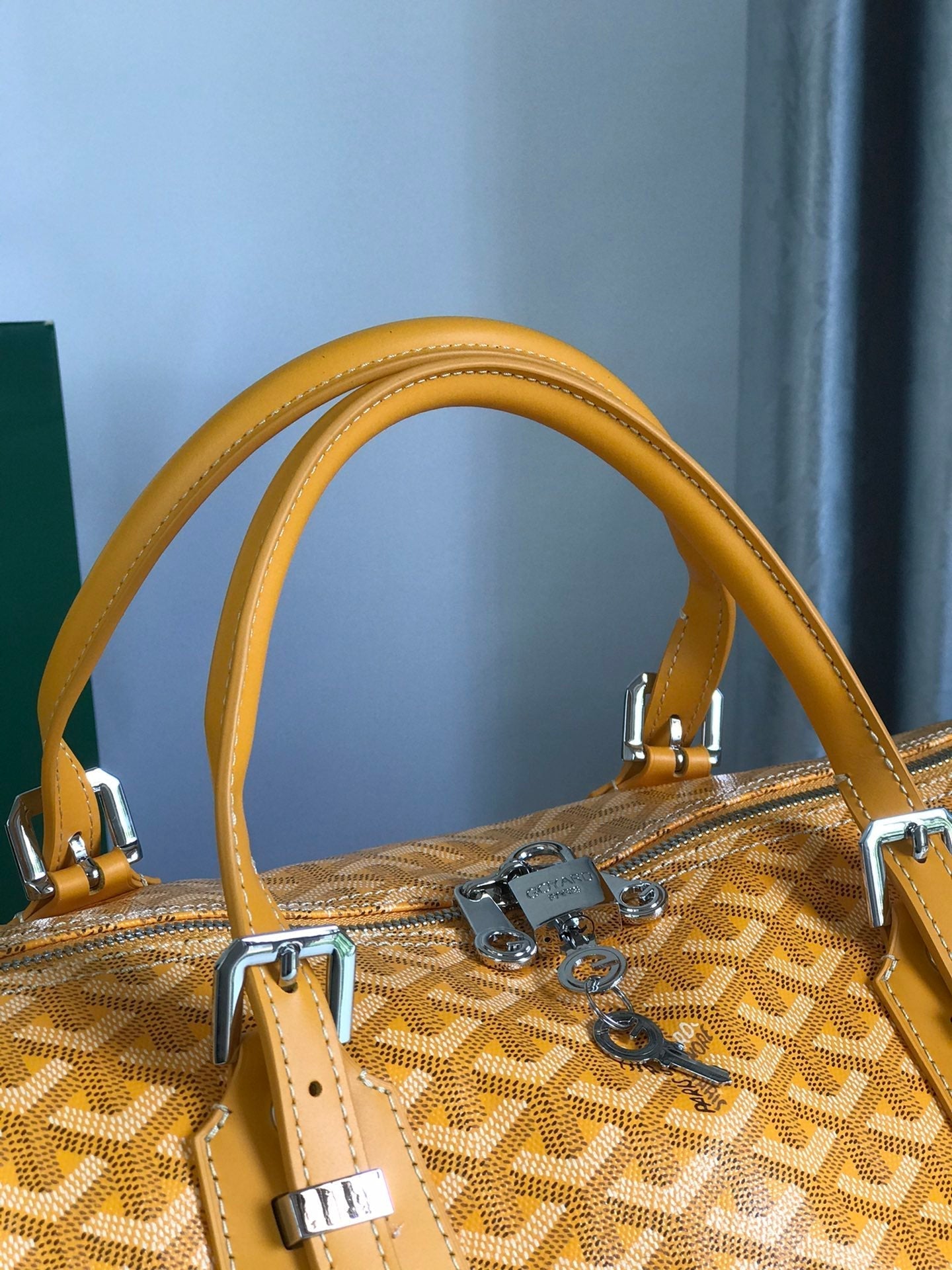 GOYARD BOSTON 50 BAG IN YELLOW GOYARDINE CANVAS AND CALFSKIN TRIM
