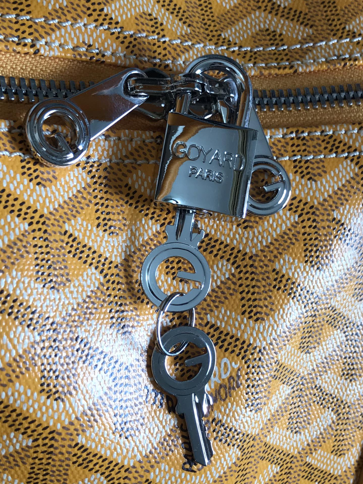 GOYARD BOSTON 50 BAG IN YELLOW GOYARDINE CANVAS AND CALFSKIN TRIM