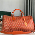 GOYARD BOSTON 50 BAG IN ORANGE GOYARDINE CANVAS AND CALFSKIN TRIM
