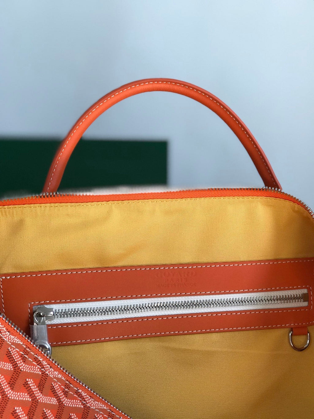 GOYARD BOSTON 50 BAG IN ORANGE GOYARDINE CANVAS AND CALFSKIN TRIM