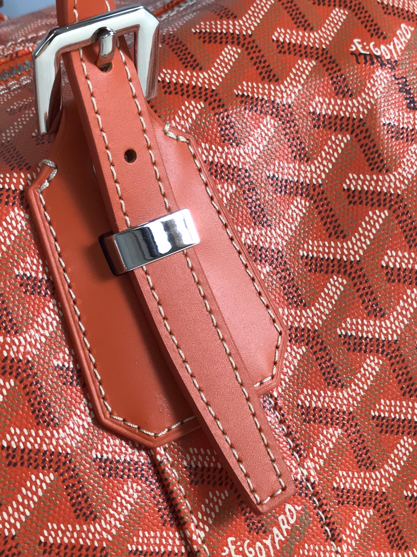 GOYARD BOSTON 50 BAG IN ORANGE GOYARDINE CANVAS AND CALFSKIN TRIM