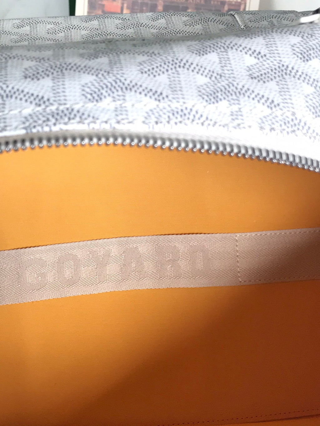 GOYARD BOSTON 50 BAG IN WHITE GOYARDINE CANVAS AND CALFSKIN TRIM