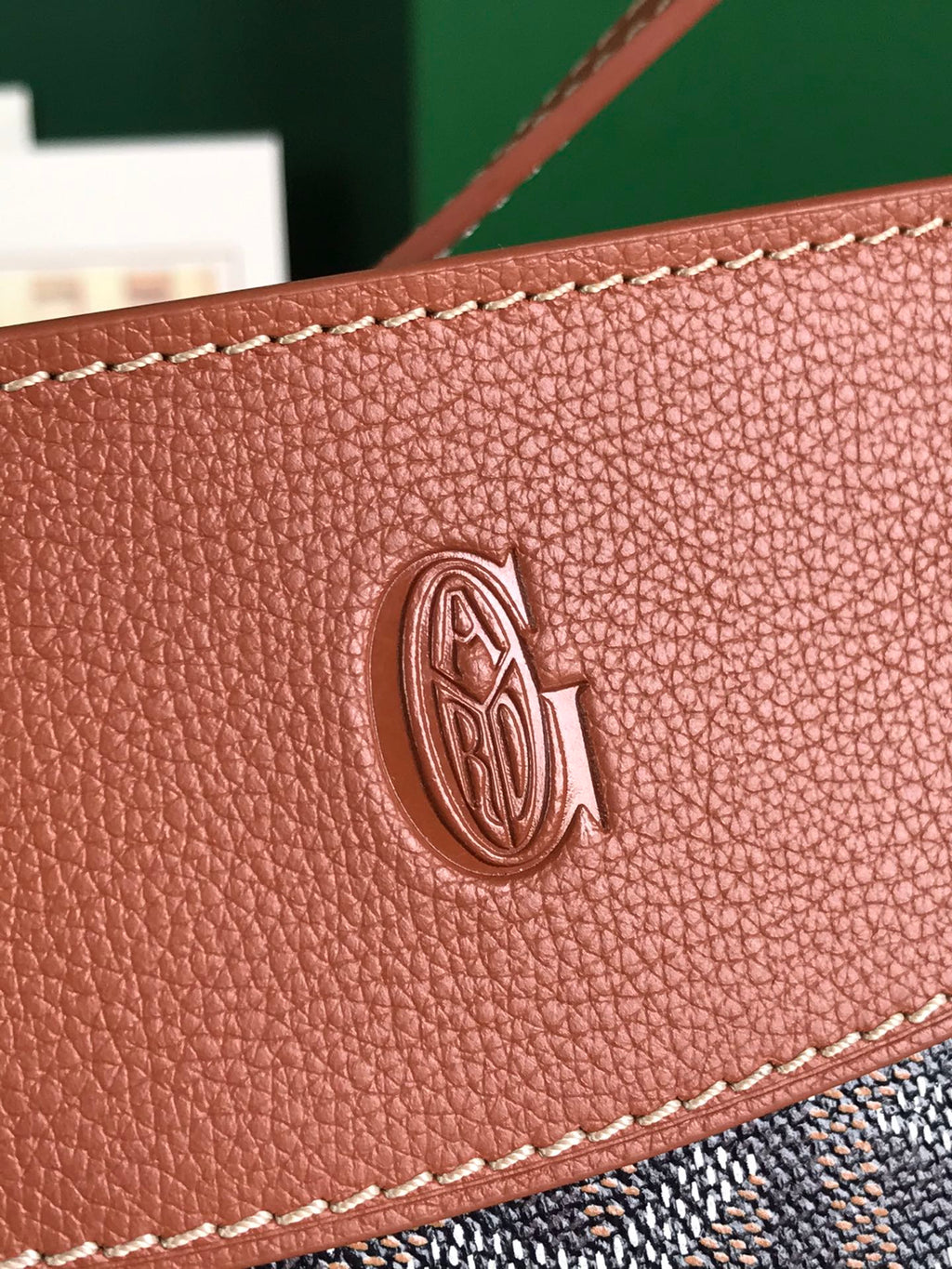 GOYARD HIRONDELLE BAG 25 IN TAN LAMBSKIN AND BLACK GOYARDINE CANVAS