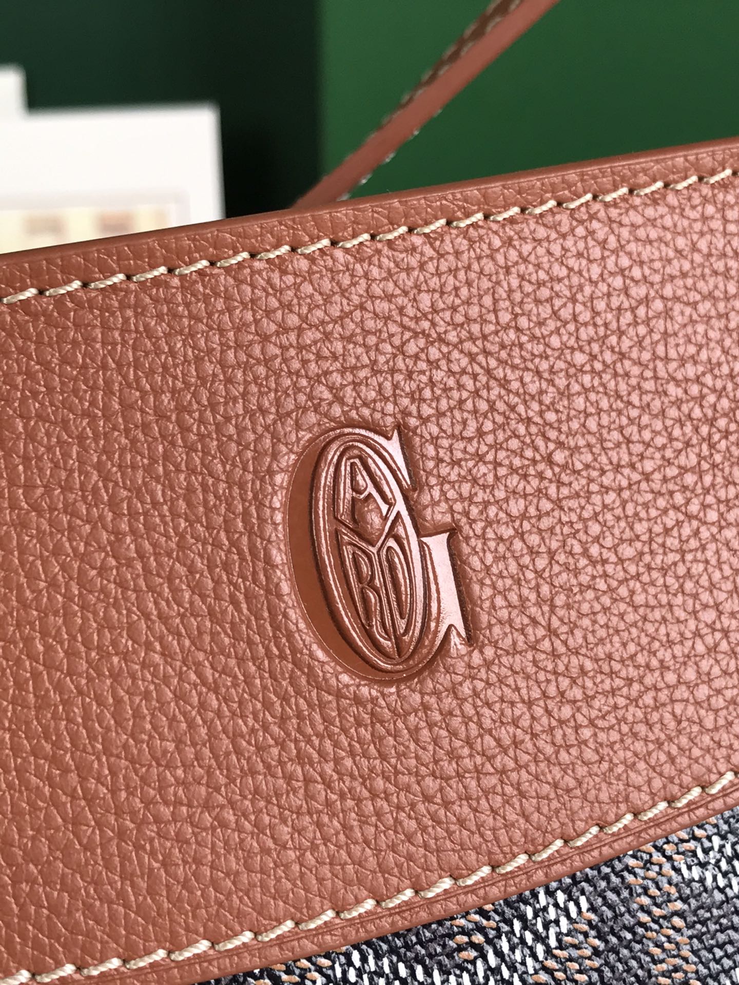 GOYARD HIRONDELLE BAG 25 IN TAN LAMBSKIN AND BLACK GOYARDINE CANVAS