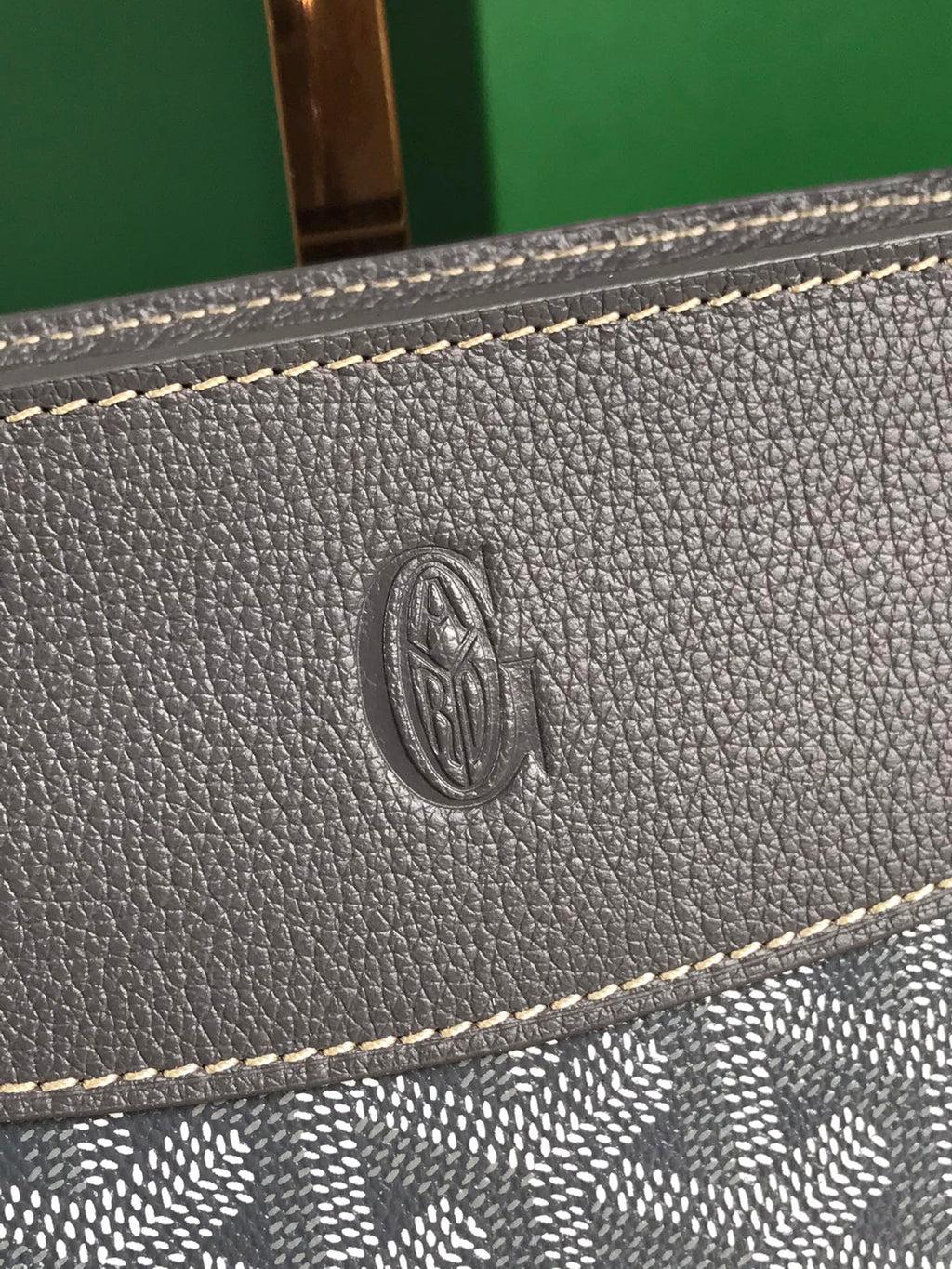 GOYARD HIRONDELLE BAG 25 IN GRAY LAMBSKIN AND GOYARDINE CANVAS