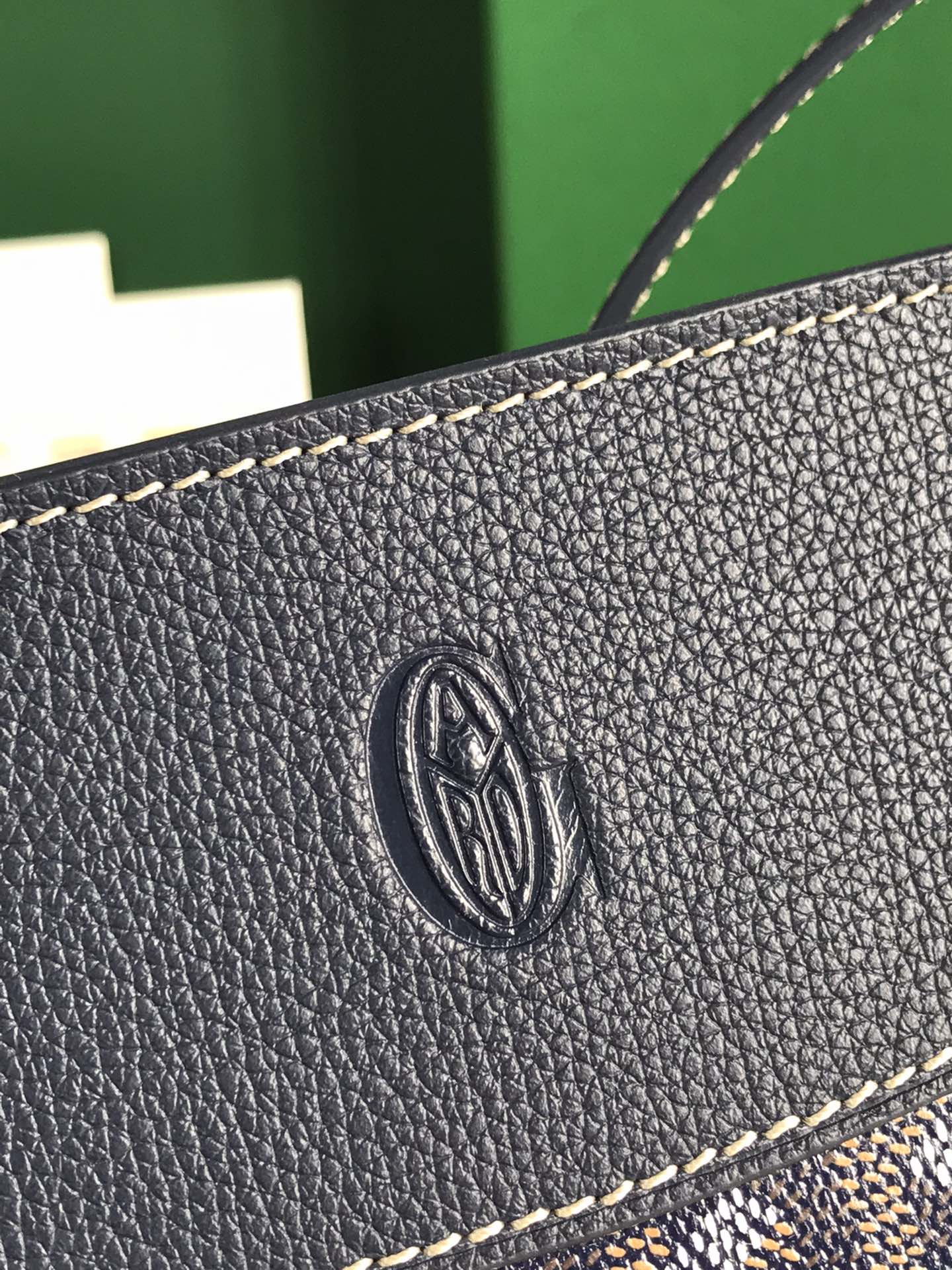 GOYARD HIRONDELLE BAG 25 IN NAVY BLUE LAMBSKIN AND GOYARDINE CANVAS