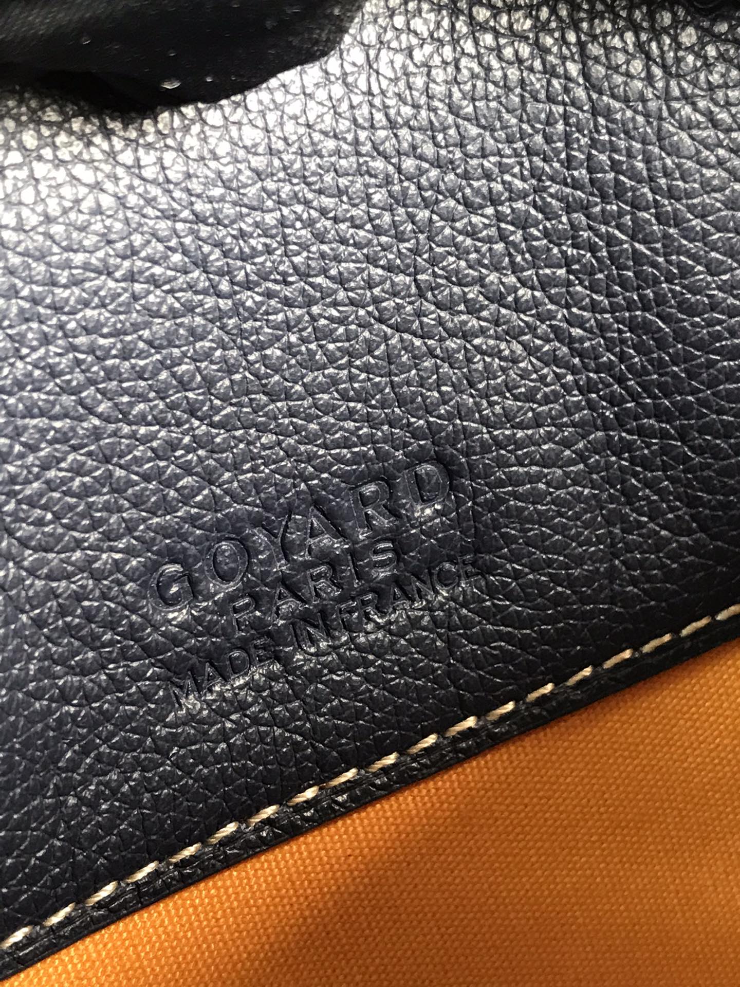 GOYARD HIRONDELLE BAG 25 IN NAVY BLUE LAMBSKIN AND GOYARDINE CANVAS