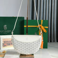 GOYARD HIRONDELLE BAG 25 IN WHITE LAMBSKIN AND GOYARDINE CANVAS