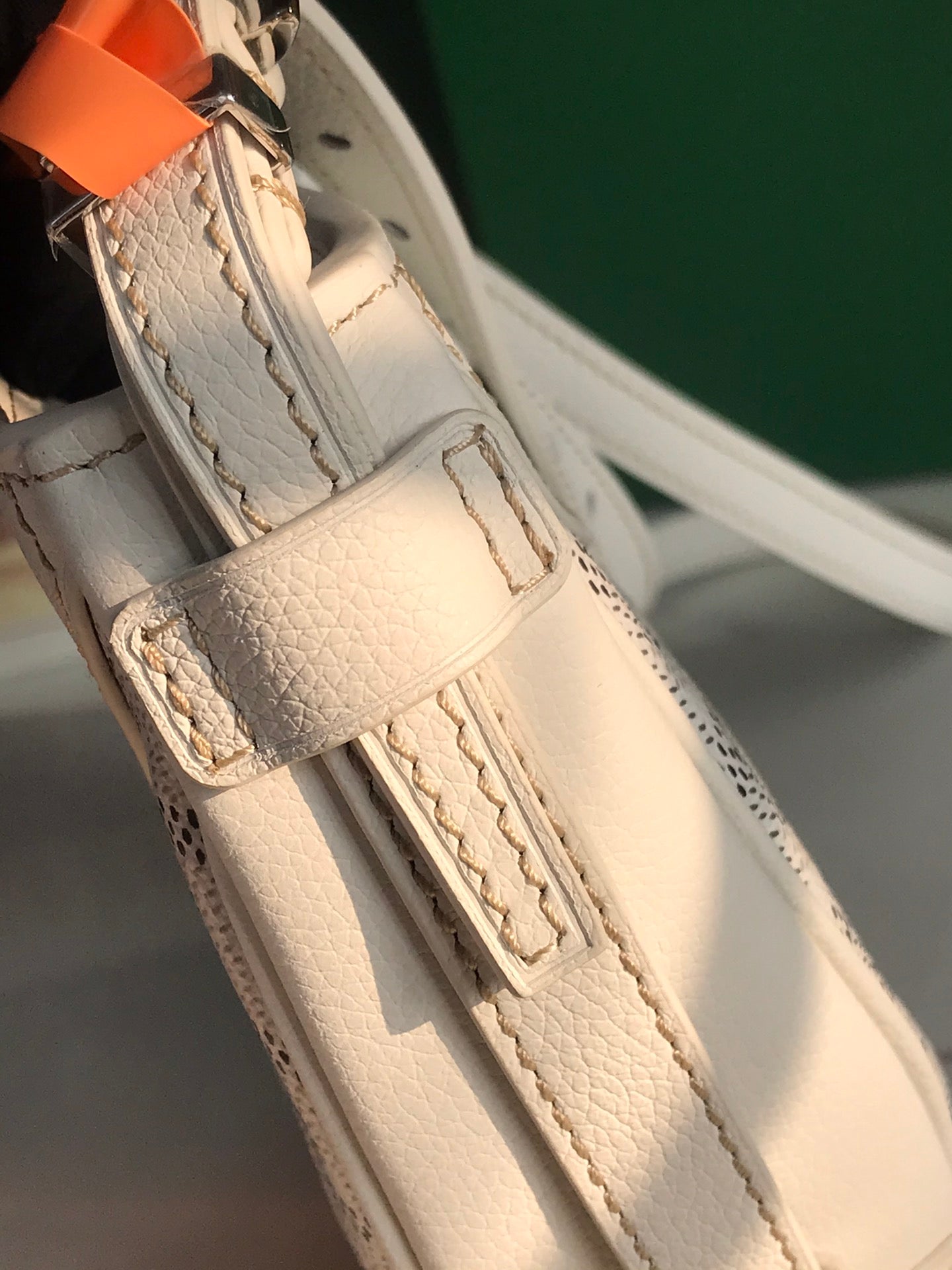 GOYARD HIRONDELLE BAG 25 IN WHITE LAMBSKIN AND GOYARDINE CANVAS
