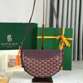 GOYARD HIRONDELLE BAG 25 IN WINE RED LAMBSKIN AND GOYARDINE CANVAS