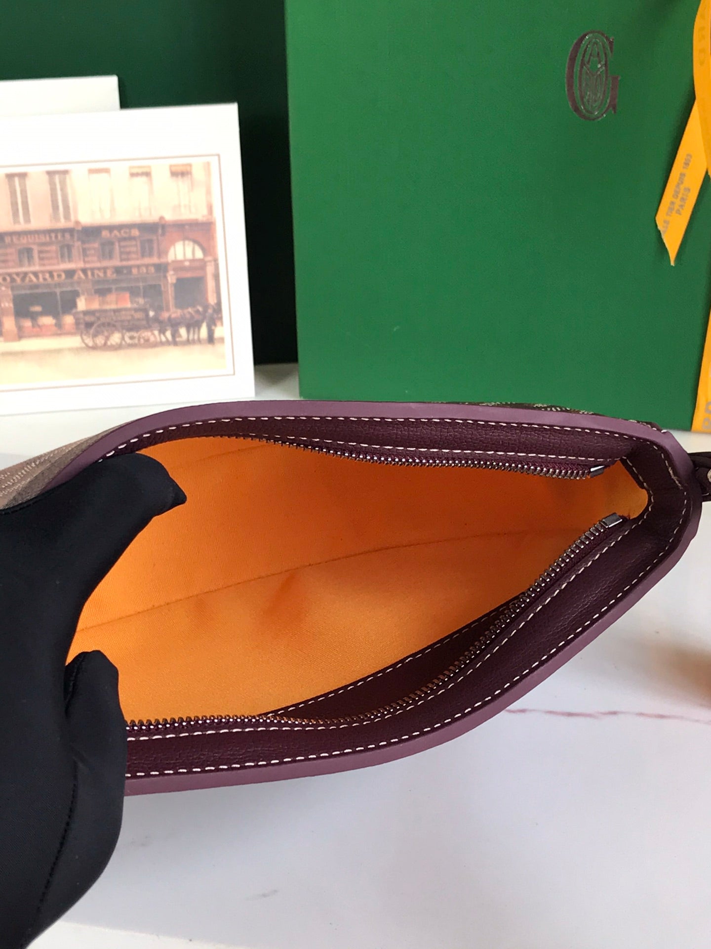 GOYARD HIRONDELLE BAG 25 IN WINE RED LAMBSKIN AND GOYARDINE CANVAS