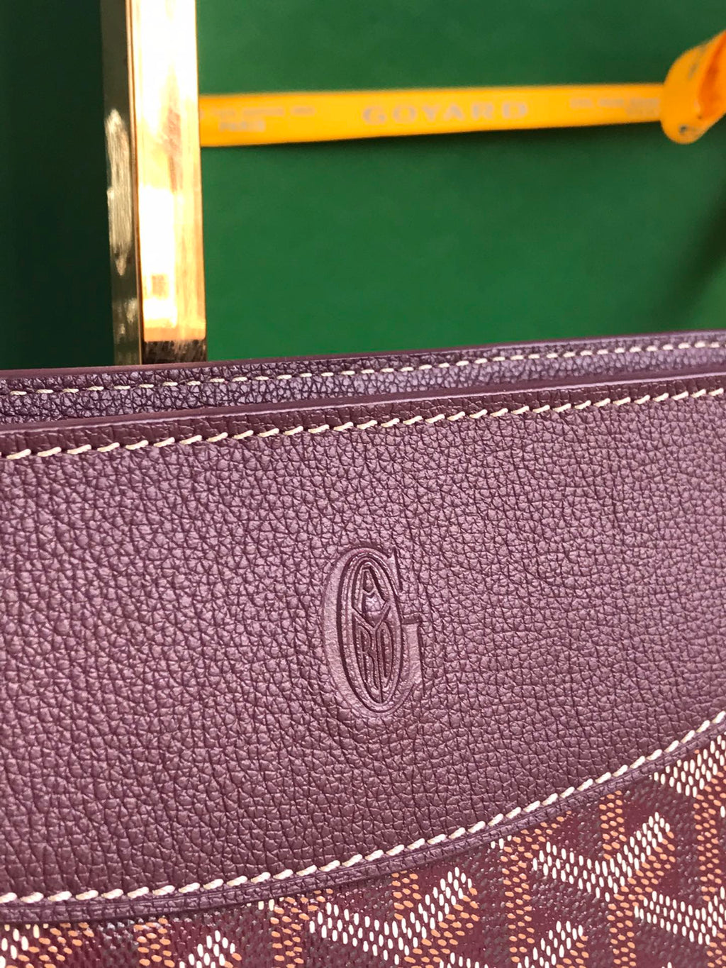 GOYARD HIRONDELLE BAG 25 IN WINE RED LAMBSKIN AND GOYARDINE CANVAS