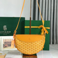 GOYARD HIRONDELLE BAG 25 IN YELLOW LAMBSKIN AND GOYARDINE CANVAS