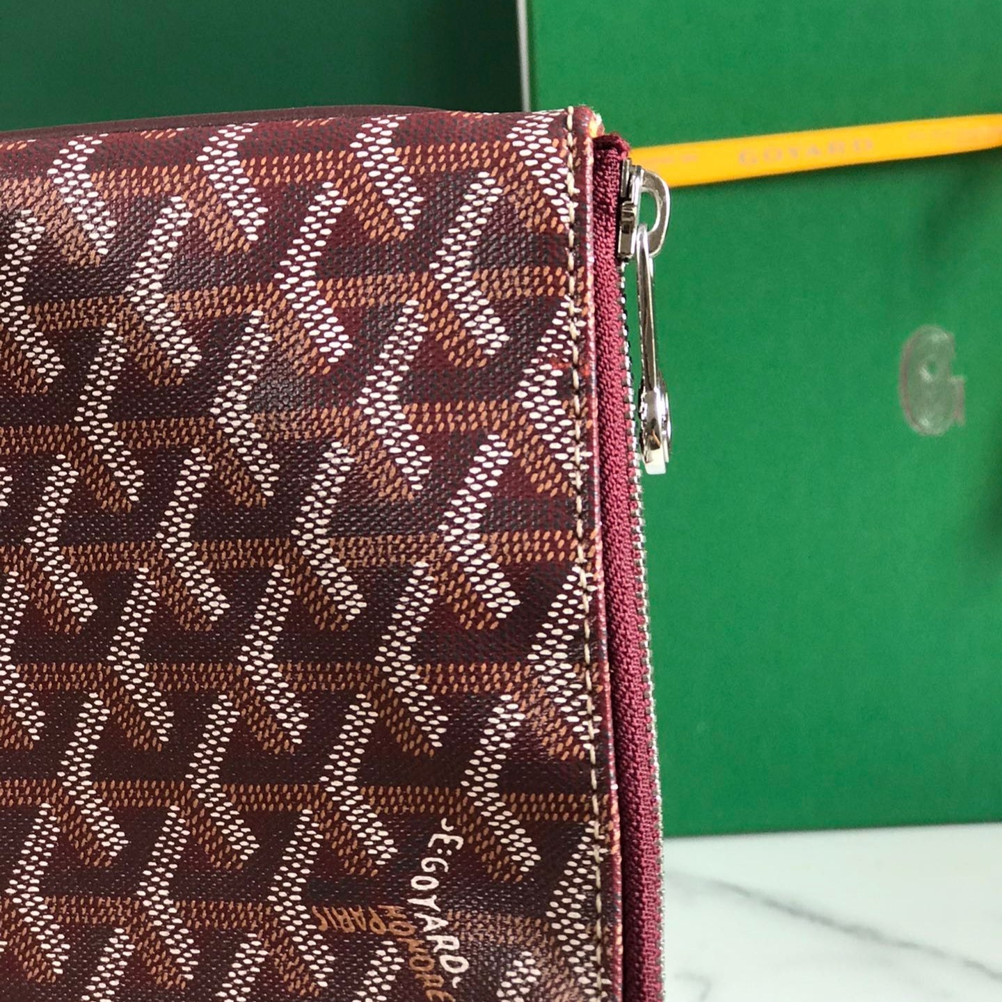 GOYARD SÉNAT MGM POUCH 40 IN BURGUNDY RED GOYARDINE CANVAS