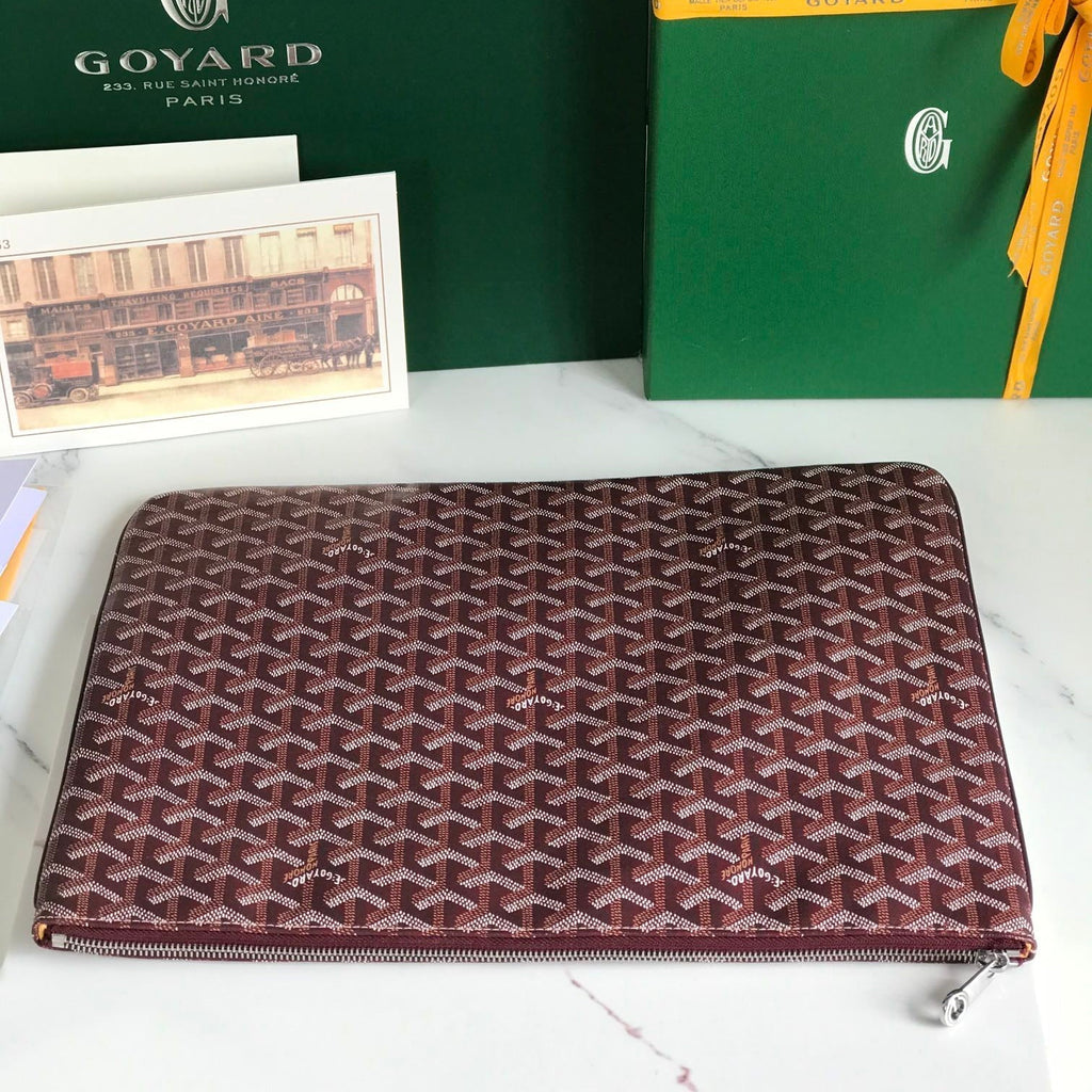 GOYARD SÉNAT MGM POUCH 40 IN BURGUNDY RED GOYARDINE CANVAS