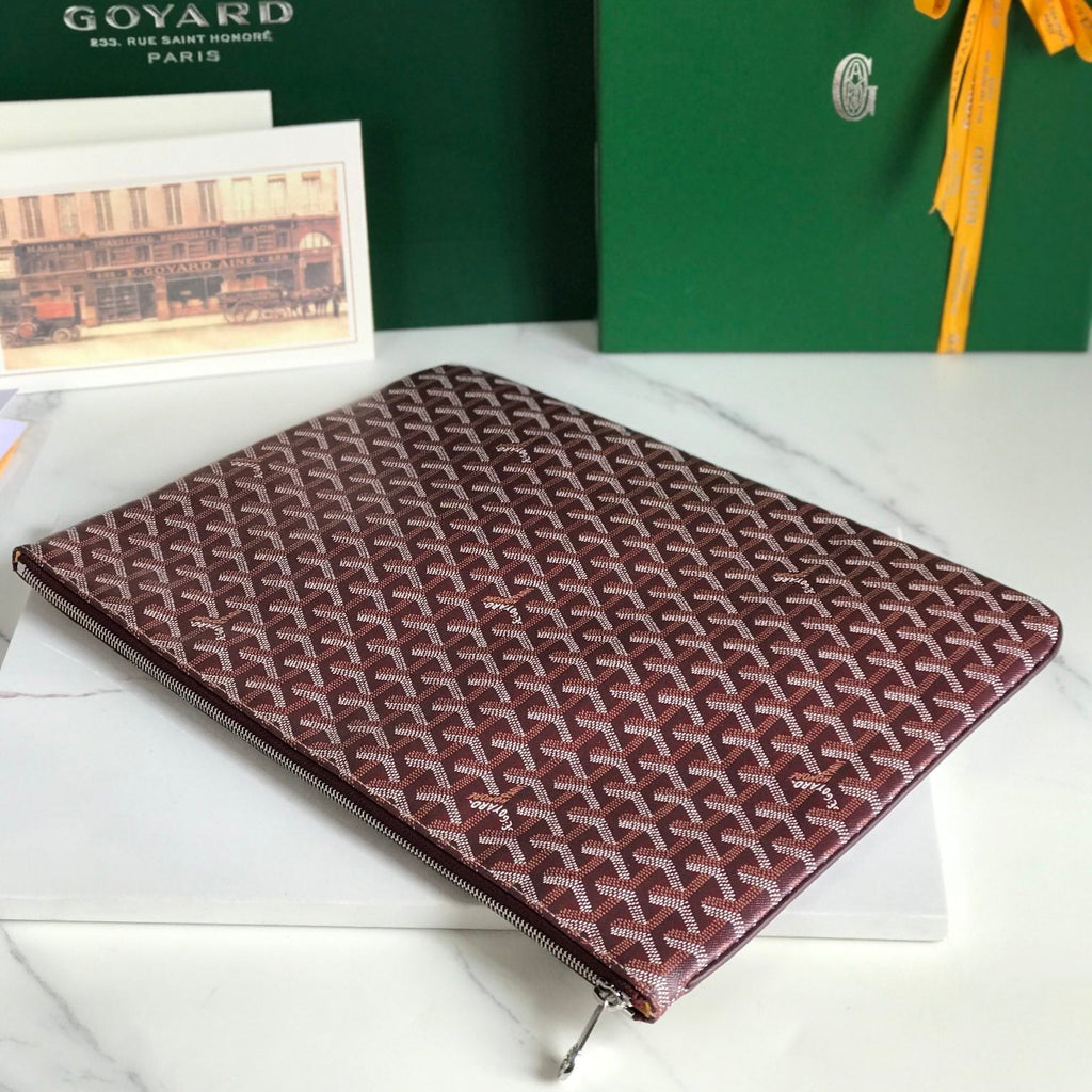 GOYARD SÉNAT MGM POUCH 40 IN BURGUNDY RED GOYARDINE CANVAS