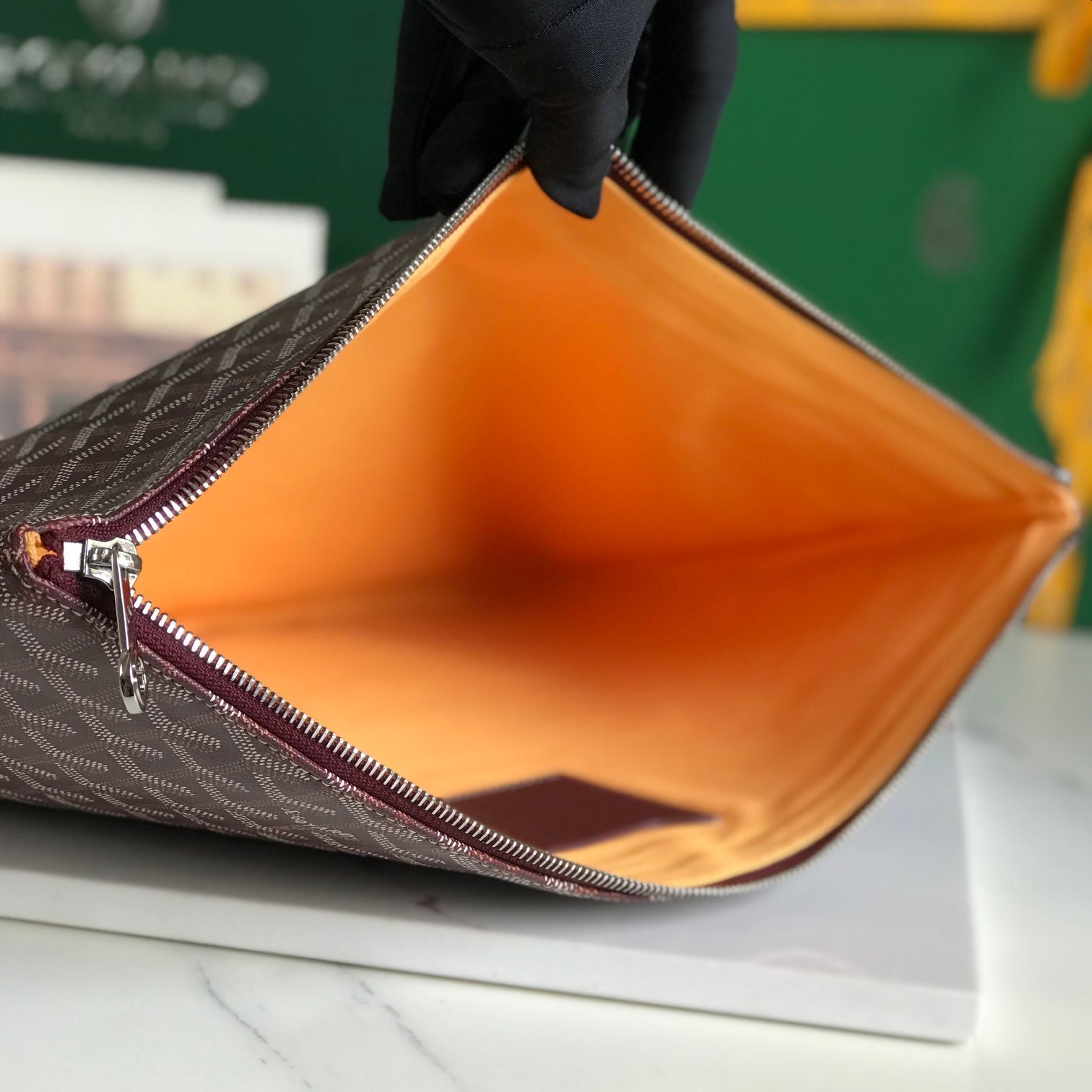 GOYARD SÉNAT MGM POUCH 40 IN BURGUNDY RED GOYARDINE CANVAS