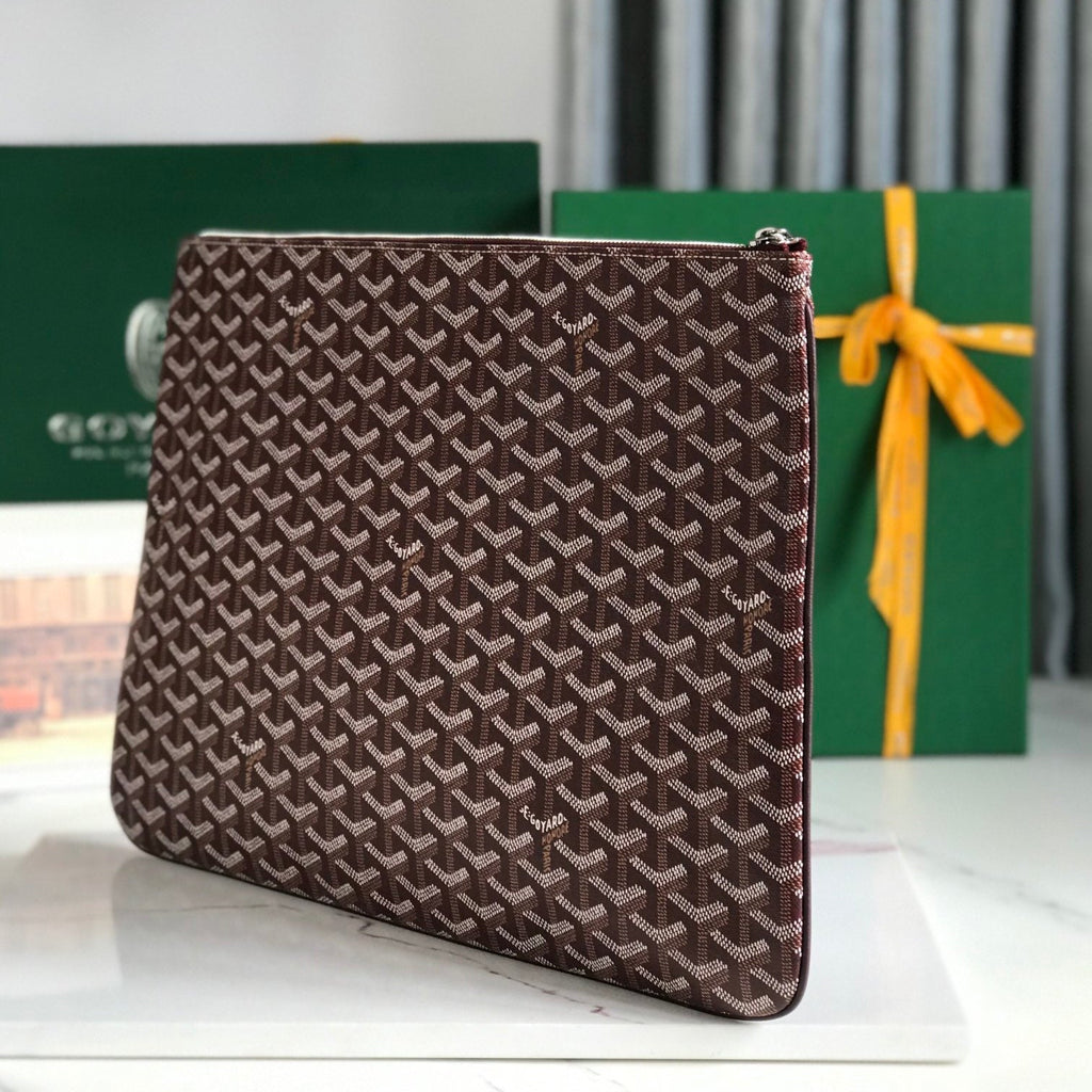 GOYARD SÉNAT MGM POUCH 40 IN BURGUNDY RED GOYARDINE CANVAS