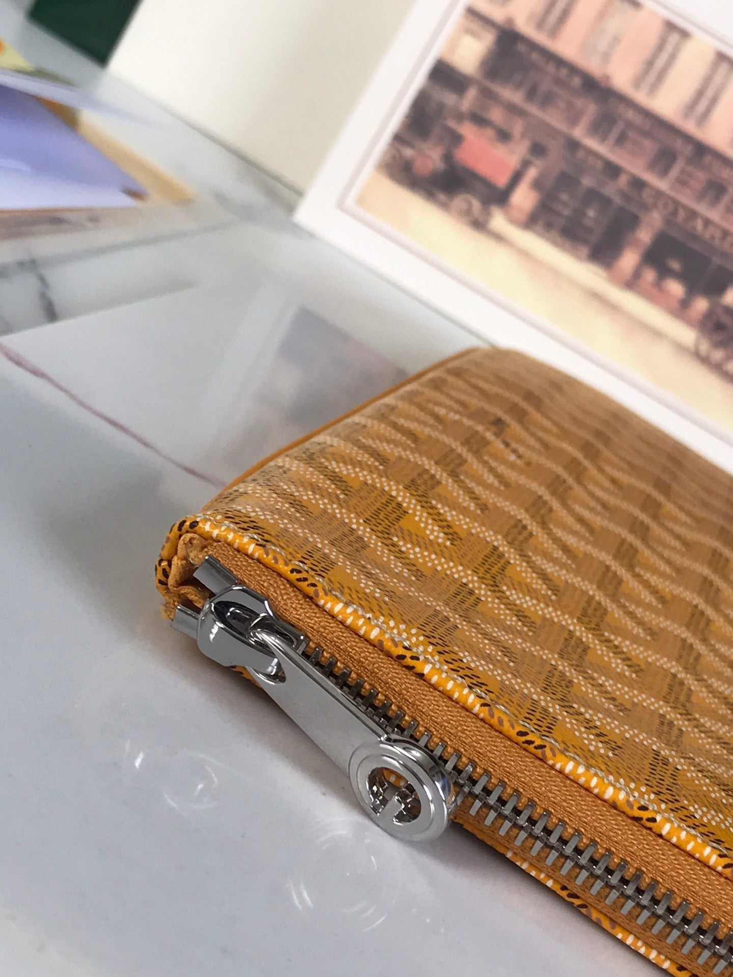 GOYARD SÉNAT MGM POUCH 40 IN YELLOW GOYARDINE CANVAS
