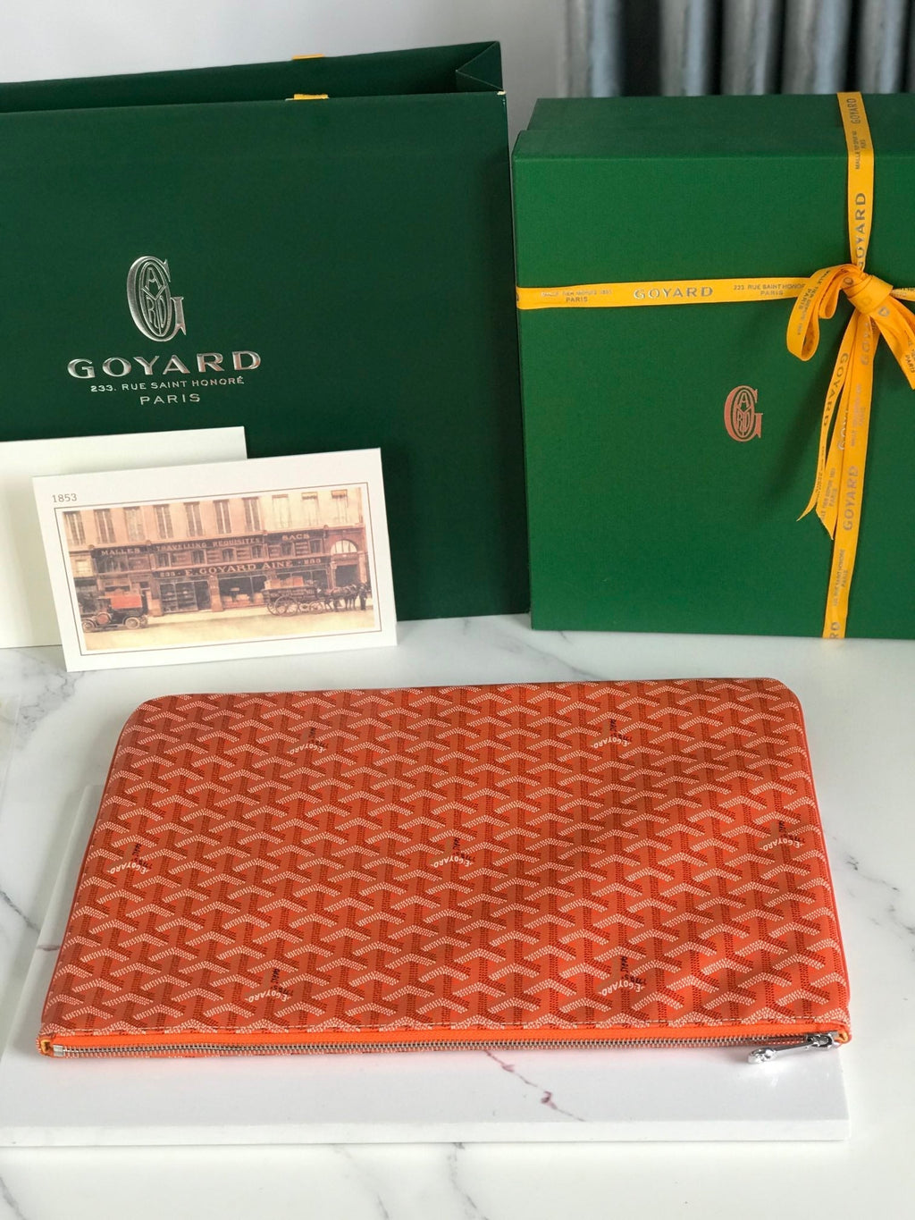 GOYARD SÉNAT MGM POUCH 40 IN RED ORANGE GOYARDINE CANVAS