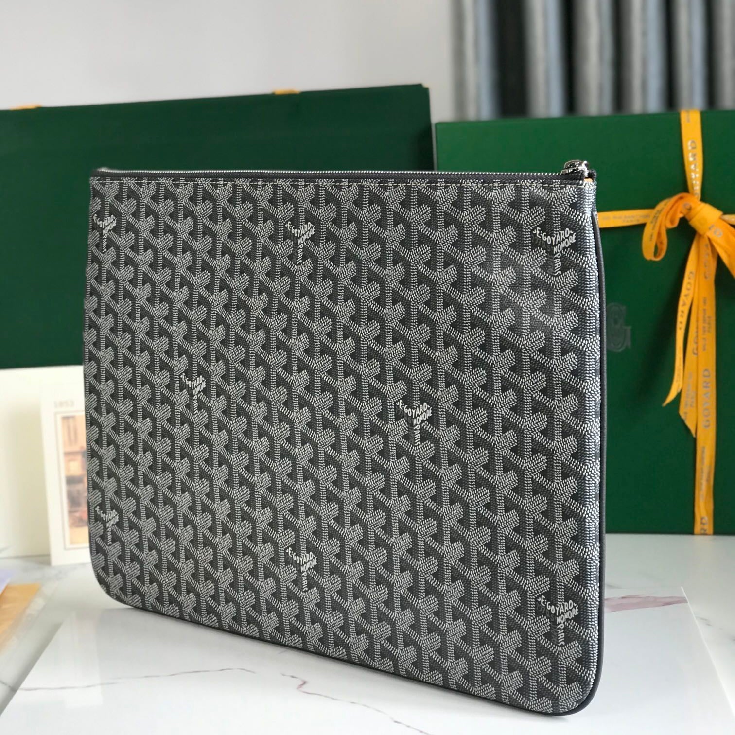 GOYARD SÉNAT MGM POUCH 40 IN GREY GOYARDINE CANVAS