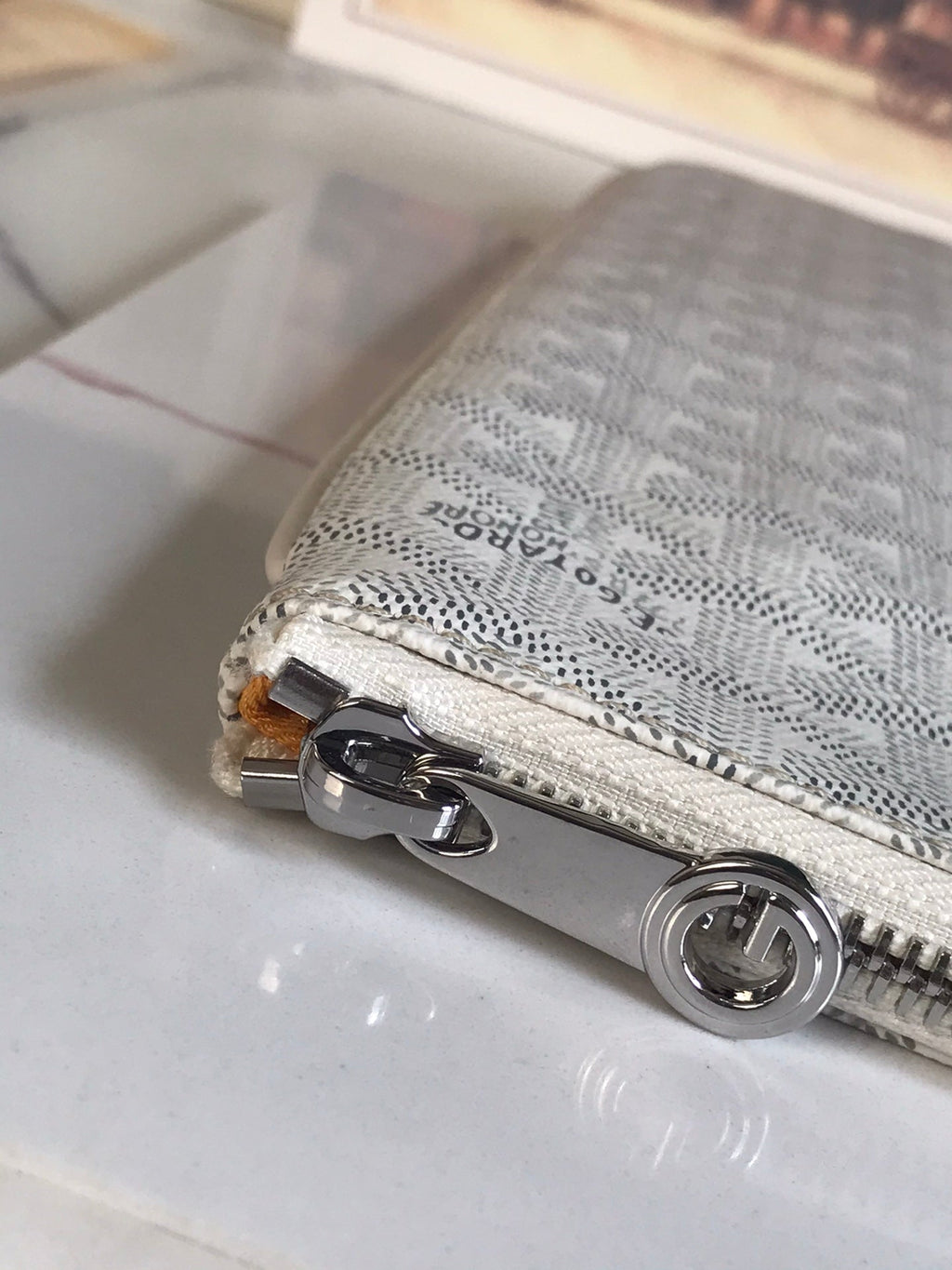 GOYARD SÉNAT MGM POUCH 40 IN WHITE GOYARDINE CANVAS