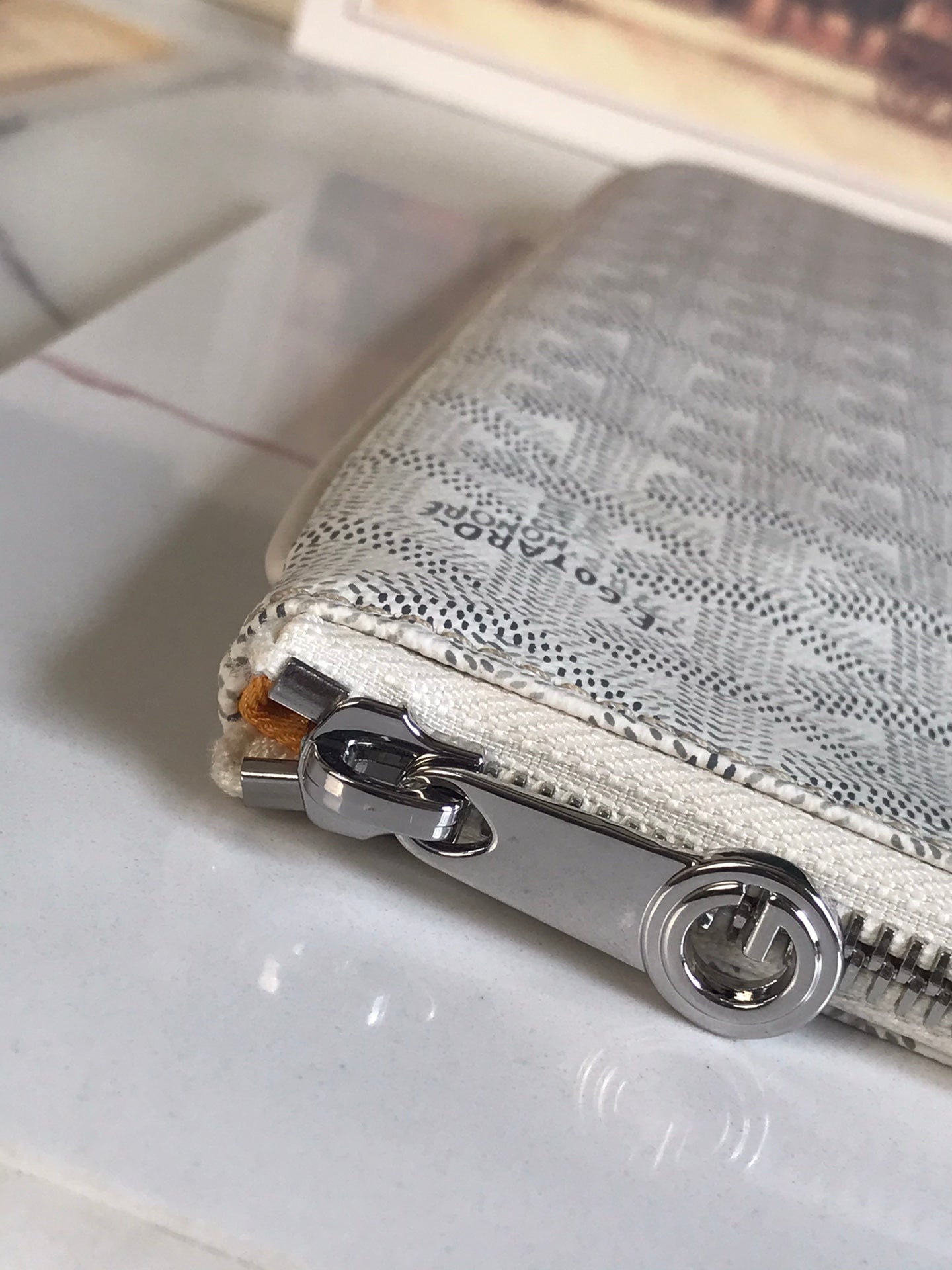 GOYARD SÉNAT MGM POUCH 40 IN WHITE GOYARDINE CANVAS