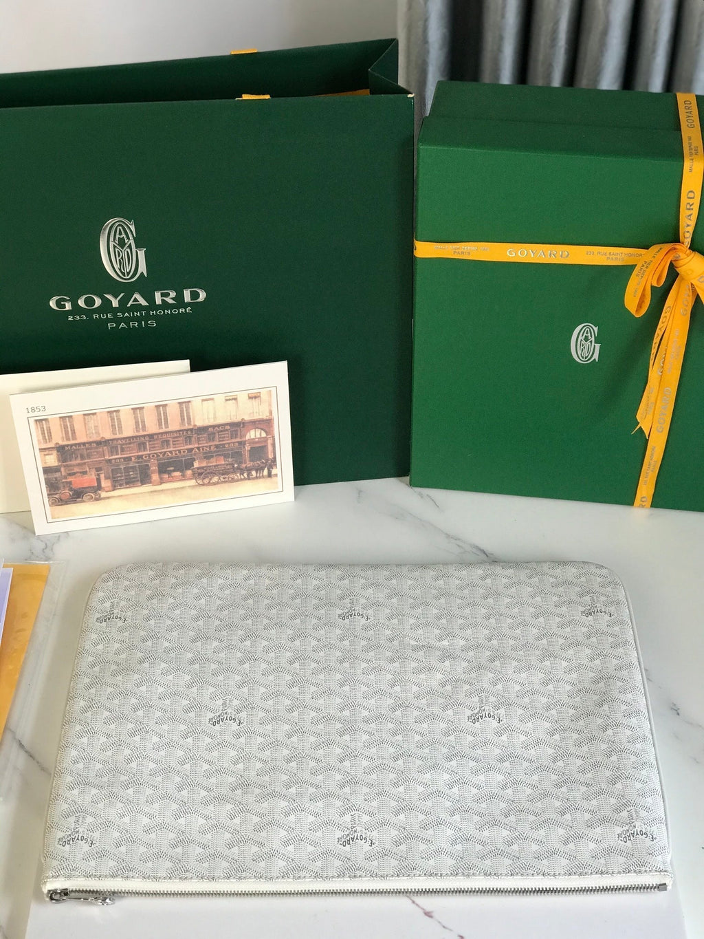 GOYARD SÉNAT MGM POUCH 40 IN WHITE GOYARDINE CANVAS