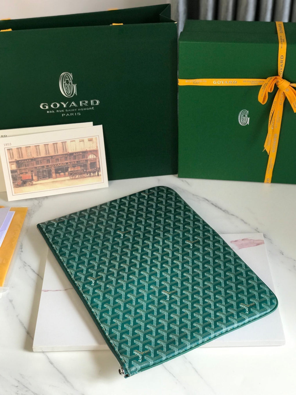 GOYARD SÉNAT MGM POUCH 40 IN GREEN GOYARDINE CANVAS