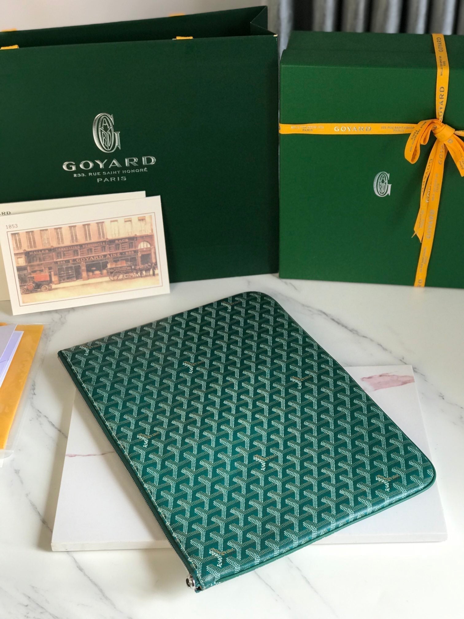 GOYARD SÉNAT MGM POUCH 40 IN GREEN GOYARDINE CANVAS