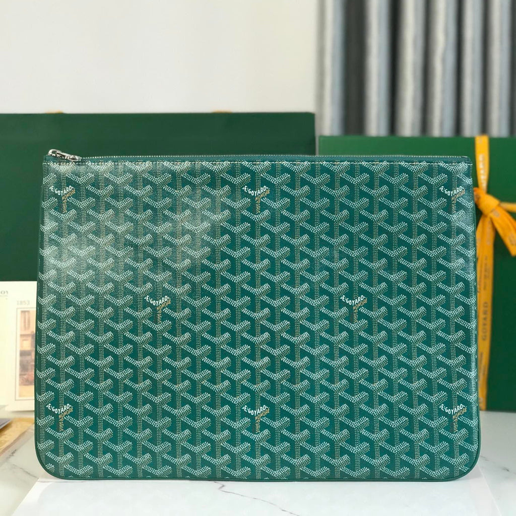 GOYARD SÉNAT MGM POUCH 40 IN GREEN GOYARDINE CANVAS