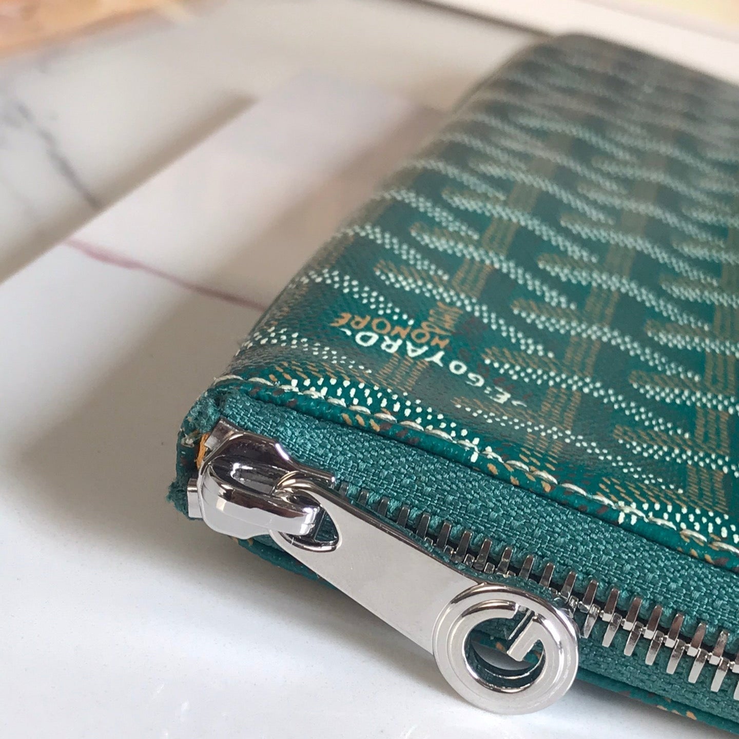 GOYARD SÉNAT MGM POUCH 40 IN GREEN GOYARDINE CANVAS