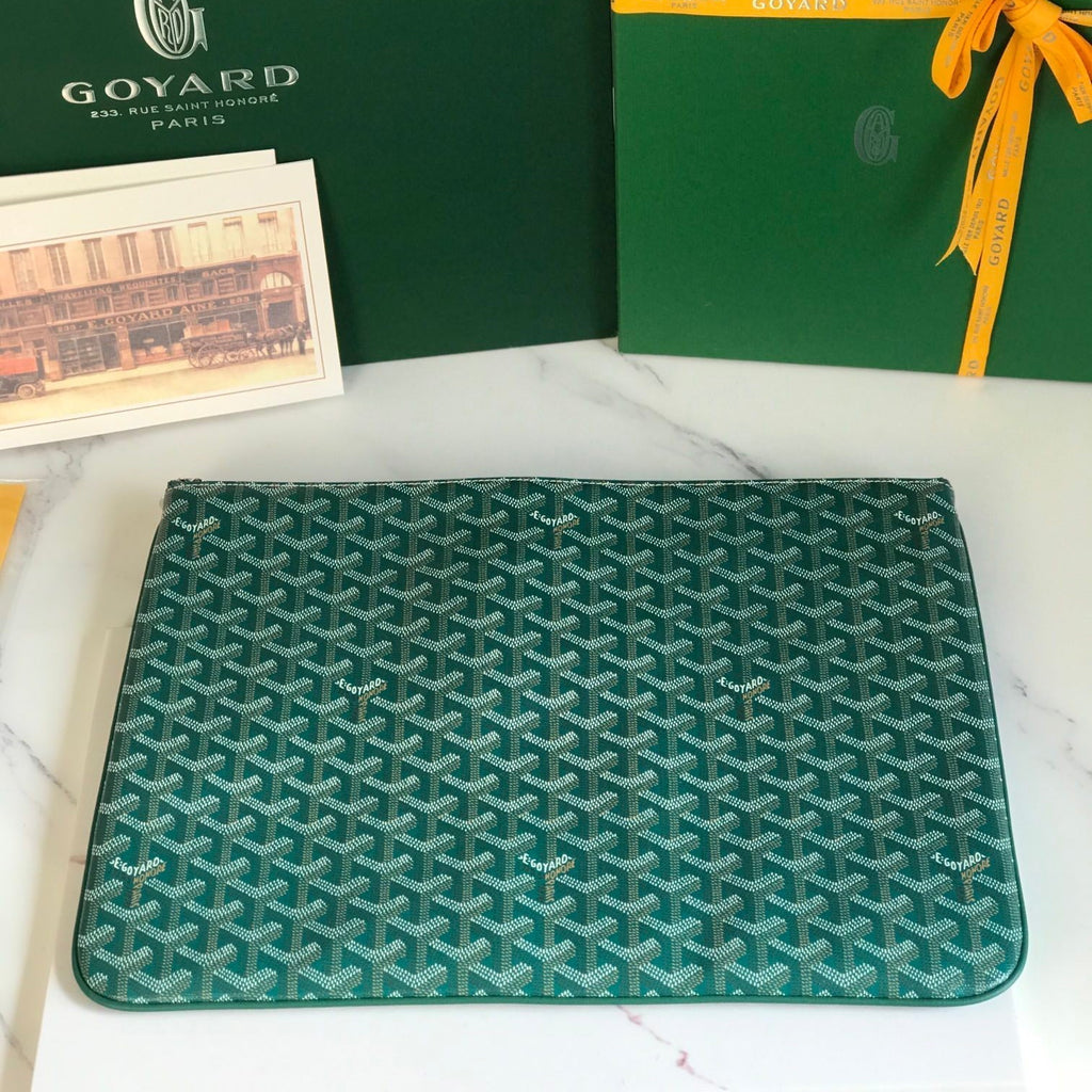 GOYARD SÉNAT MGM POUCH 40 IN GREEN GOYARDINE CANVAS