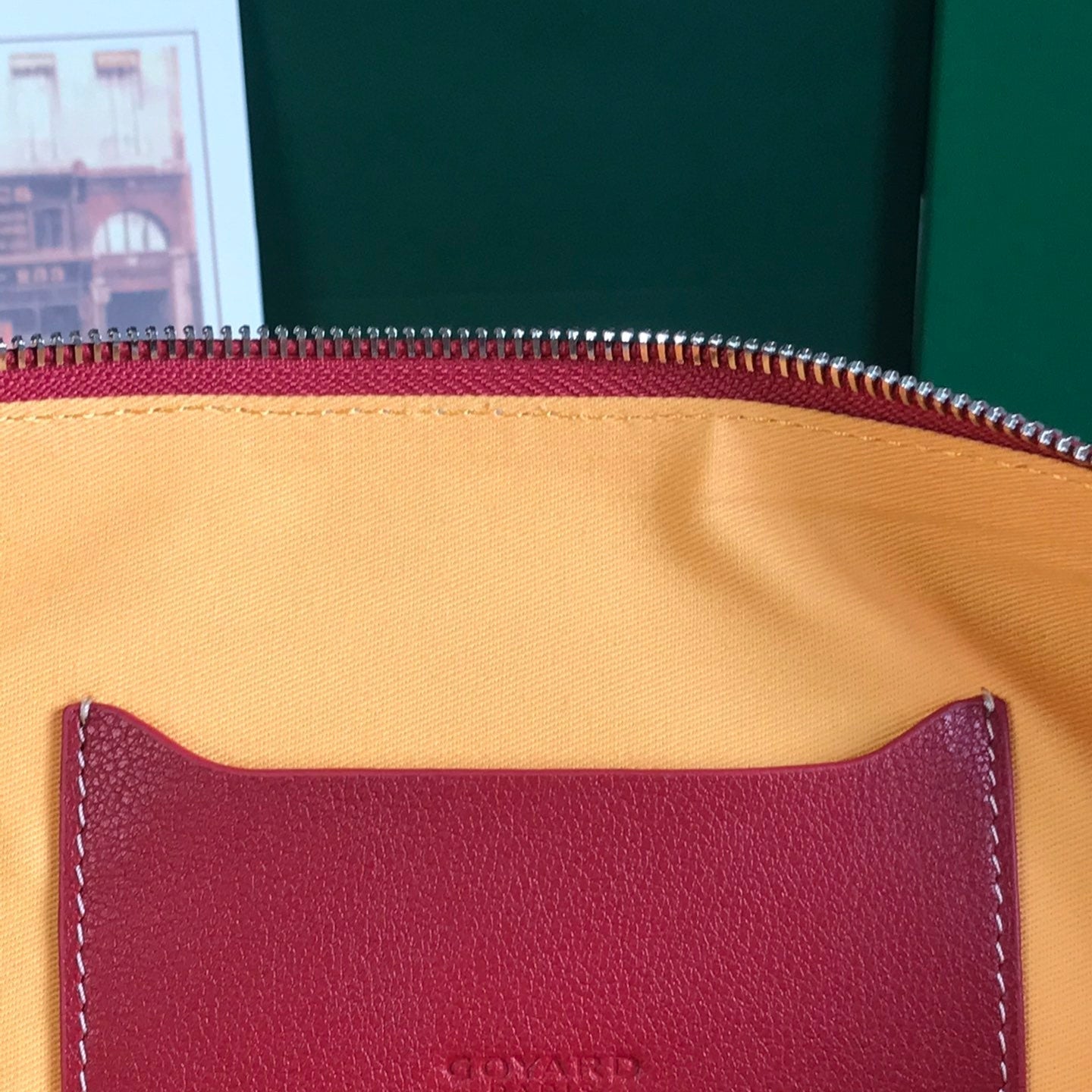 GOYARD SÉNAT MGM POUCH 40 IN MONZA RED GOYARDINE CANVAS
