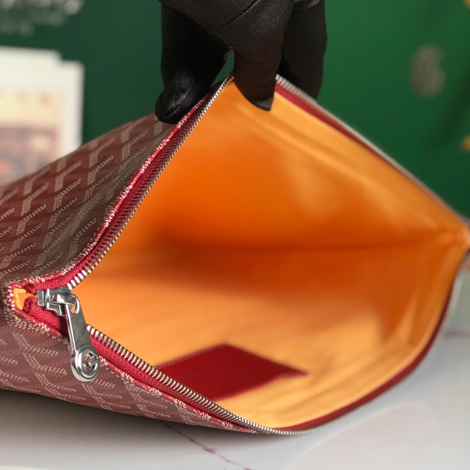 GOYARD SÉNAT MGM POUCH 40 IN MONZA RED GOYARDINE CANVAS