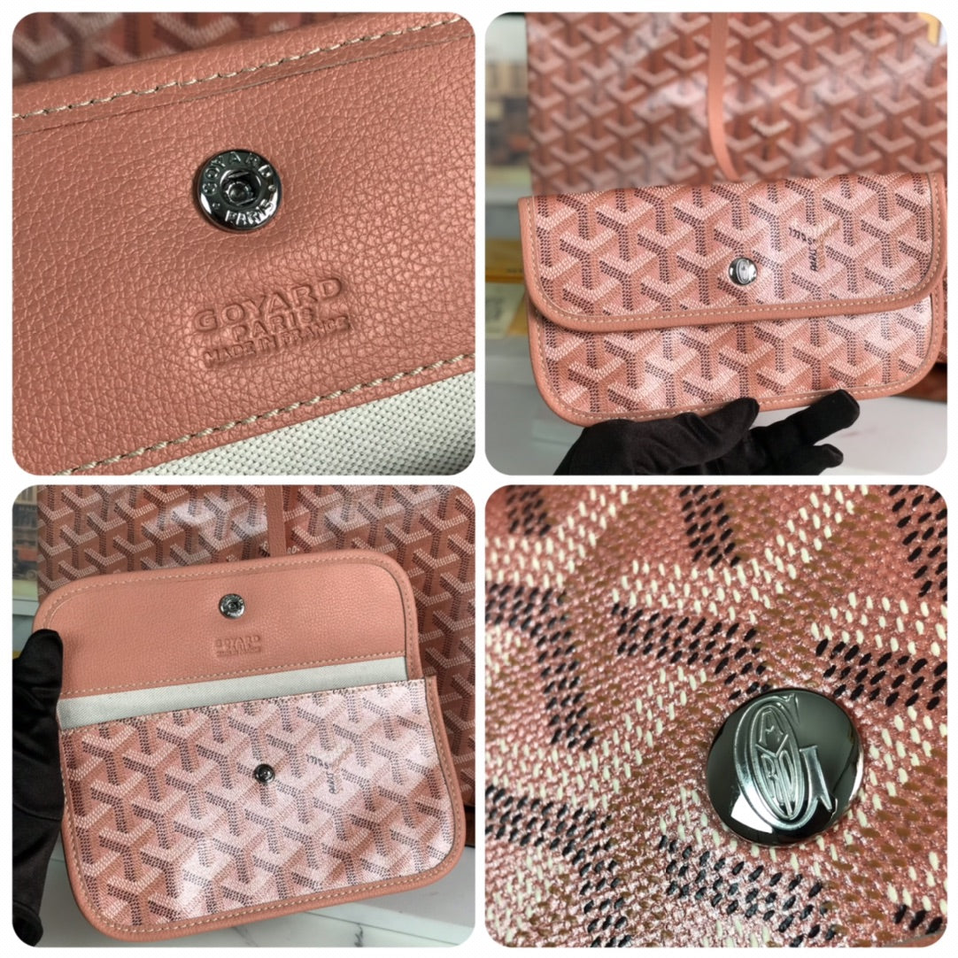 GOYARD SAINT LOUIS PM 34 IN MANHATTAN PINK GOYARDINE CANVAS AND CALFSKIN