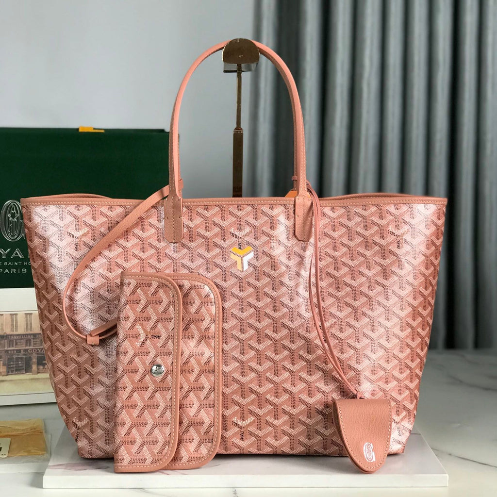 GOYARD SAINT LOUIS PM 34 IN MANHATTAN PINK GOYARDINE CANVAS AND CALFSKIN