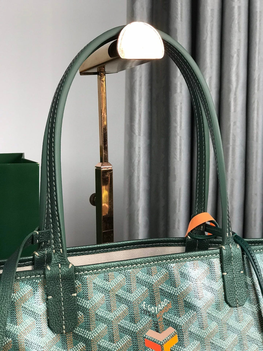 GOYARD SAINT LOUIS PM 34 IN GREEN GOYARDINE CANVAS AND CALFSKIN