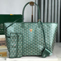 GOYARD SAINT LOUIS PM 34 IN GREEN GOYARDINE CANVAS AND CALFSKIN