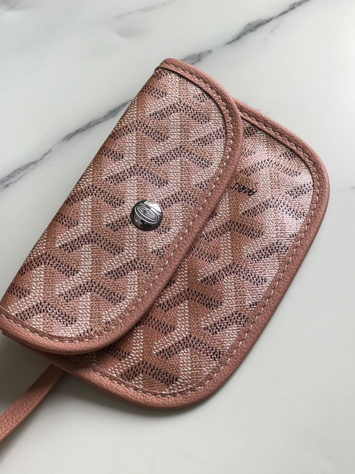 GOYARD ANJOU MINI BAG 20 IN MANHATTAN PINK  CALFSKIN AND GOYARDINE CANVAS