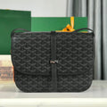 GOYARD BELVEDERE MM BAG 28 IN BLACK GOYARDINE CANVAS AND CALFSKIN
